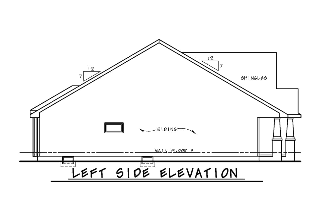Home Plan Left Elevation of this 2-Bedroom,1808 Sq Ft Plan -120-2694