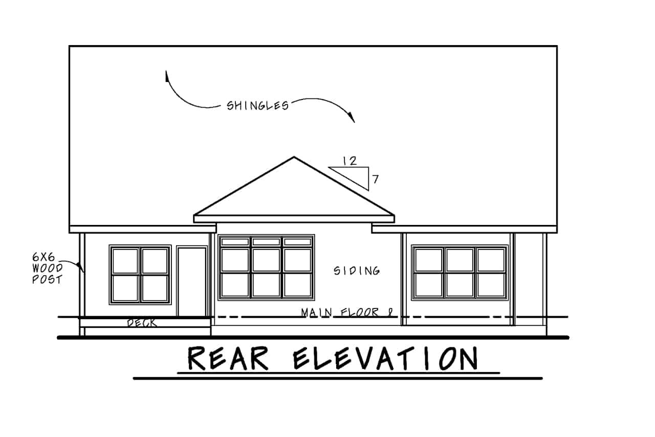 Home Plan Rear Elevation of this 2-Bedroom,1808 Sq Ft Plan -120-2694