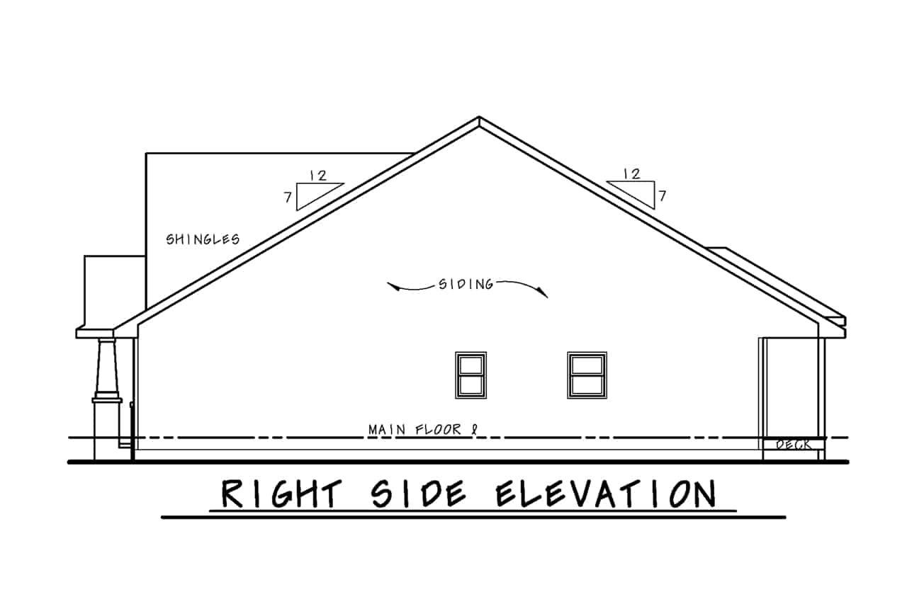 Home Plan Right Elevation of this 2-Bedroom,1808 Sq Ft Plan -120-2694