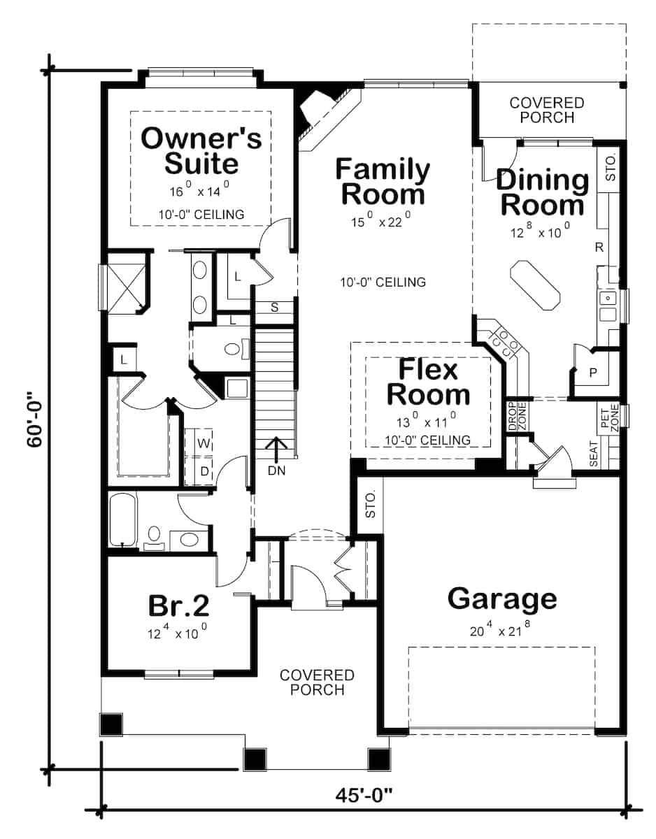 Main Level of Southern Plan #120-2694