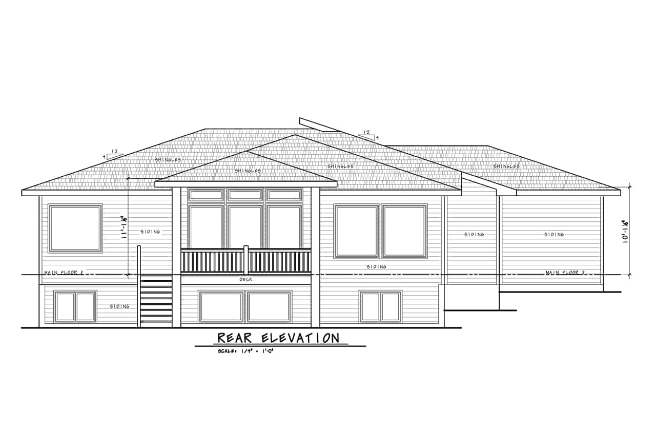 Home Plan Rear Elevation of this 3-Bedroom,2846 Sq Ft Plan -120-2695