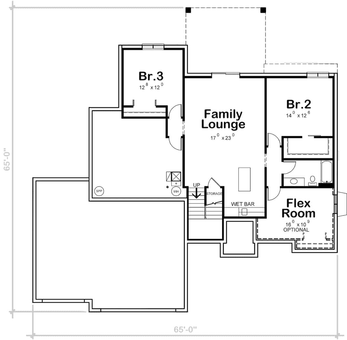 Basement of Contemporary Plan #120-2695