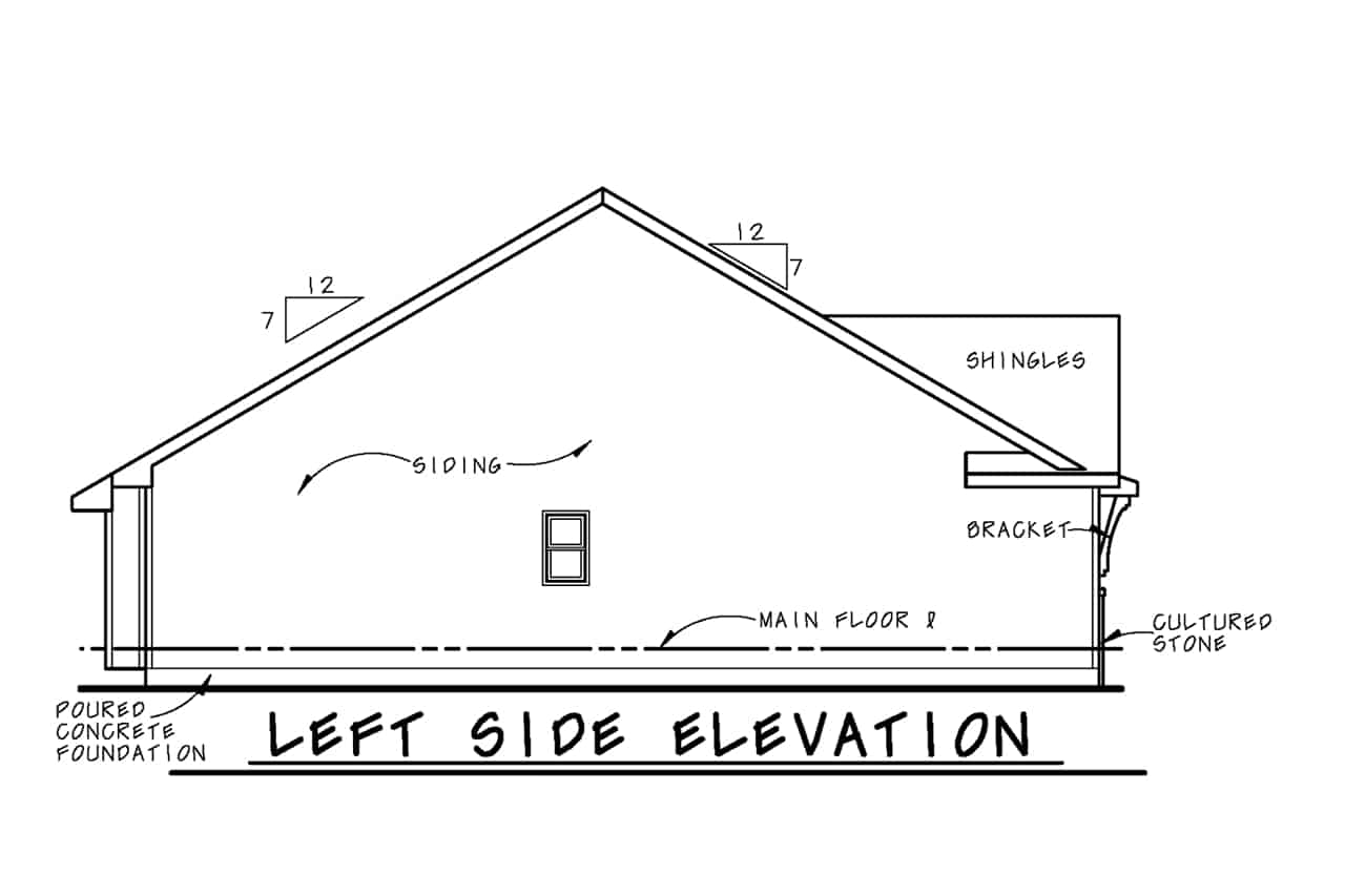 Home Plan Left Elevation of this 3-Bedroom,1642 Sq Ft Plan -120-2696