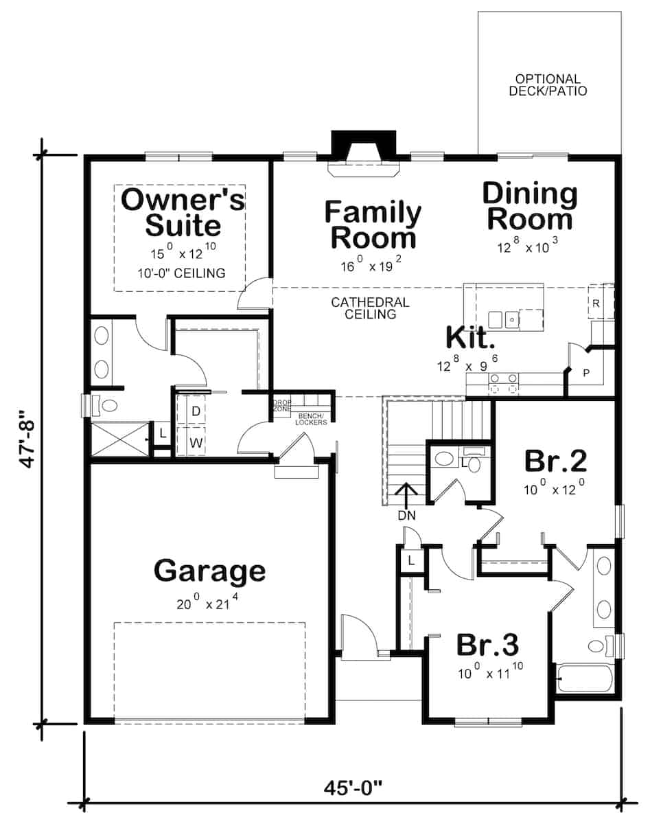 Main Level of Ranch Plan #120-2696