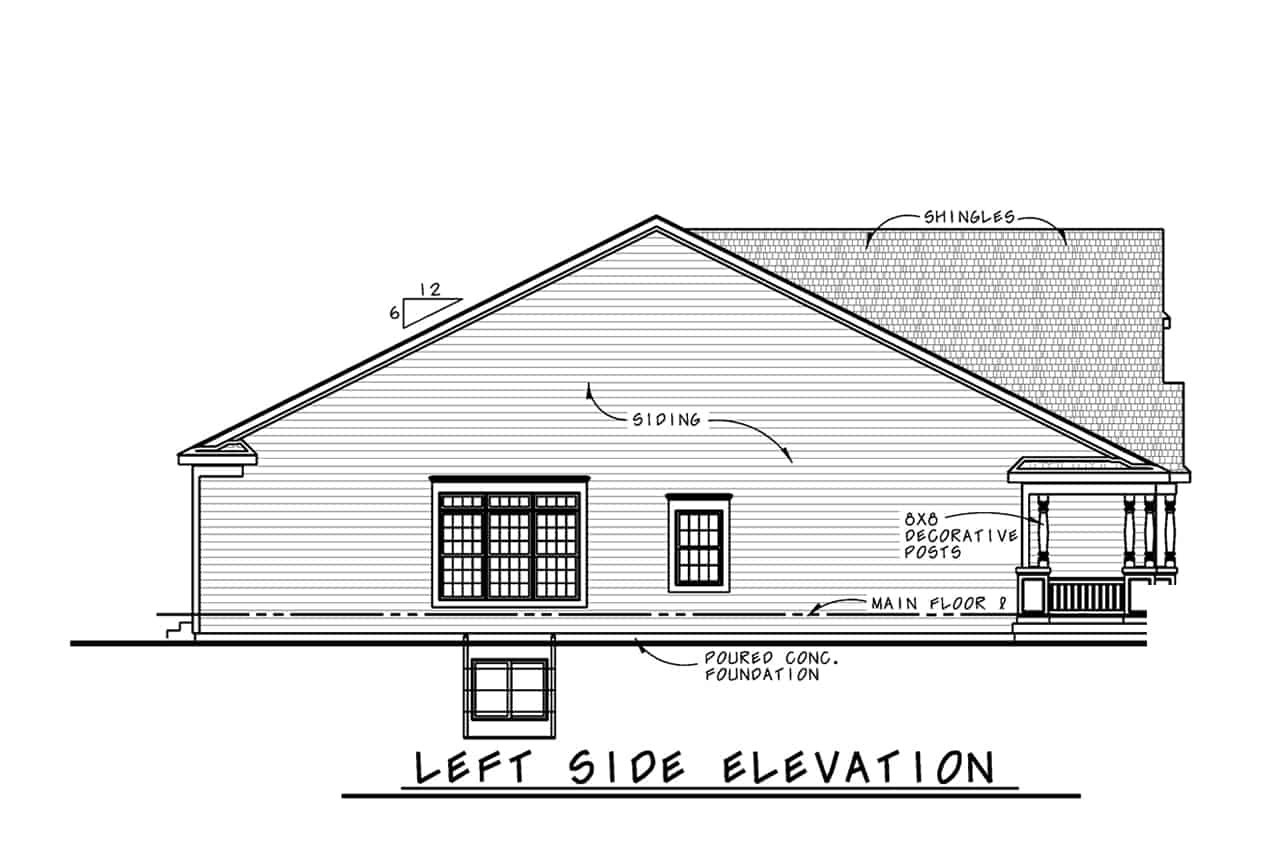 Home Plan Left Elevation of this 2-Bedroom,1844 Sq Ft Plan -120-2697
