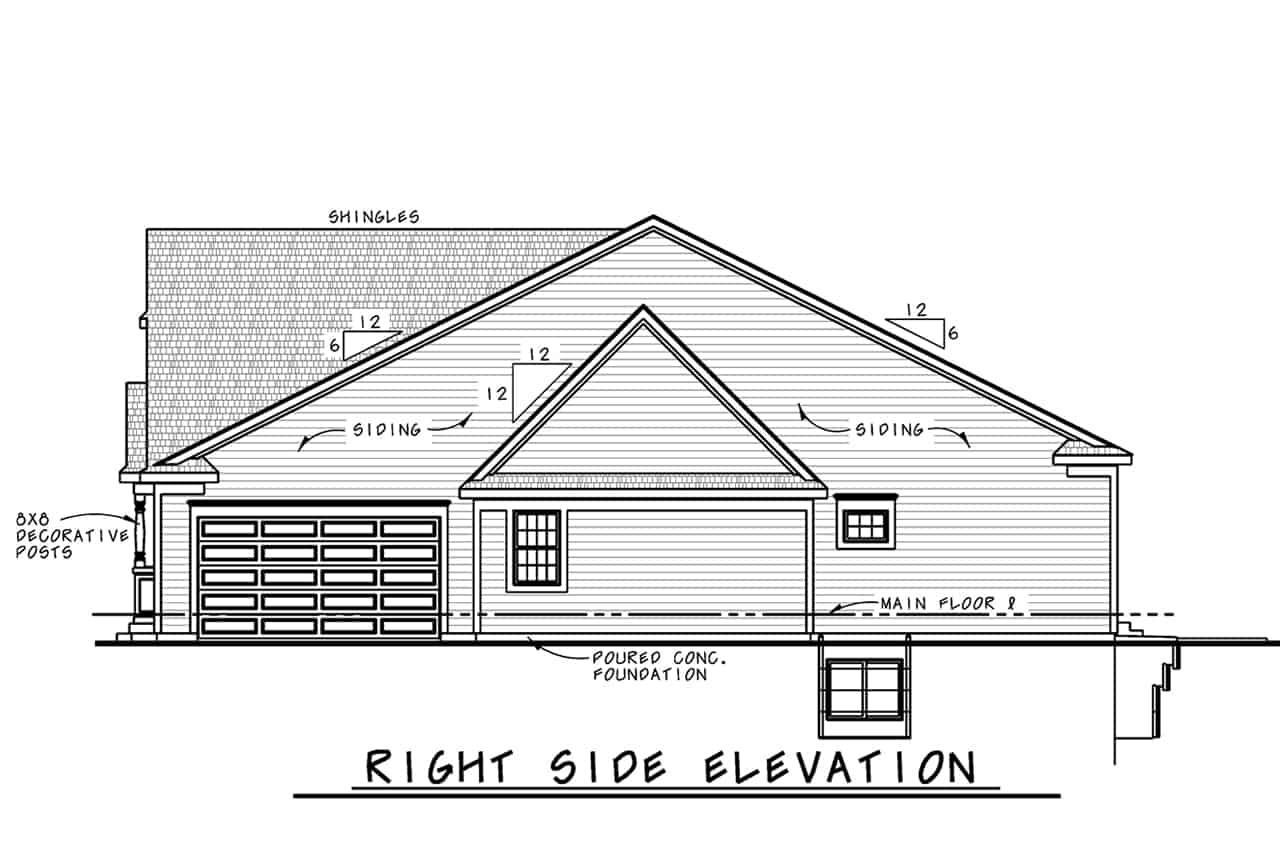 Home Plan Right Elevation of this 2-Bedroom,1844 Sq Ft Plan -120-2697
