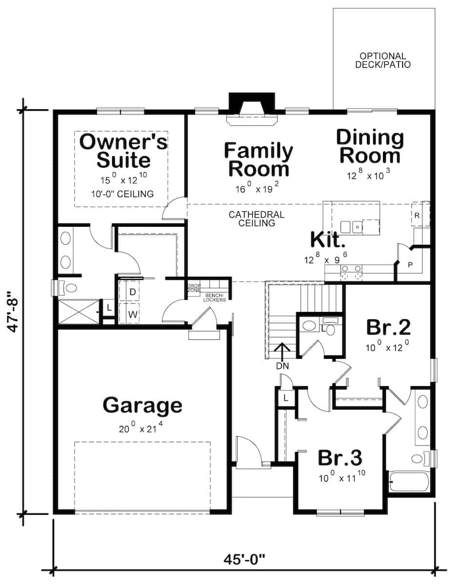 Main Level of Ranch Plan #120-2698