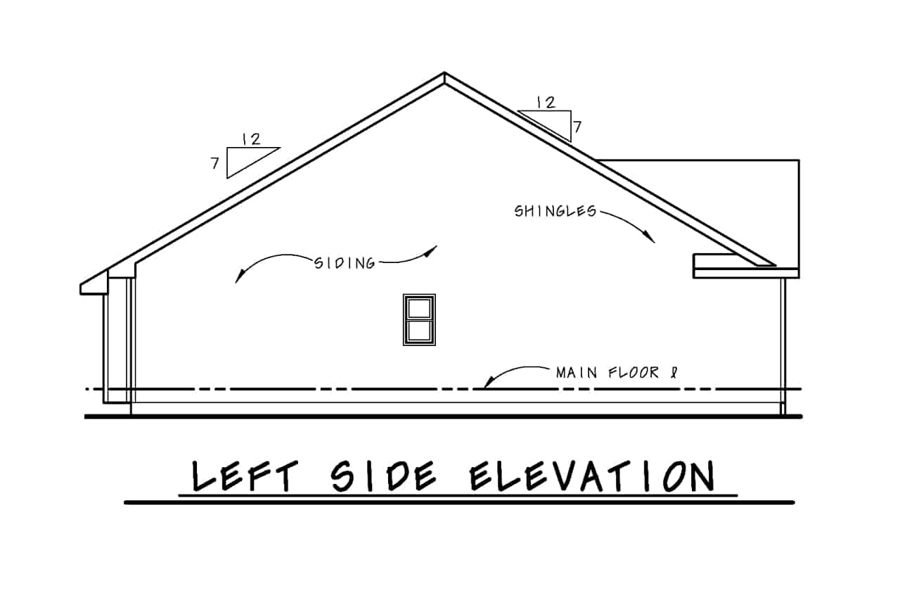 Home Plan Left Elevation of this 3-Bedroom,1642 Sq Ft Plan -120-2698