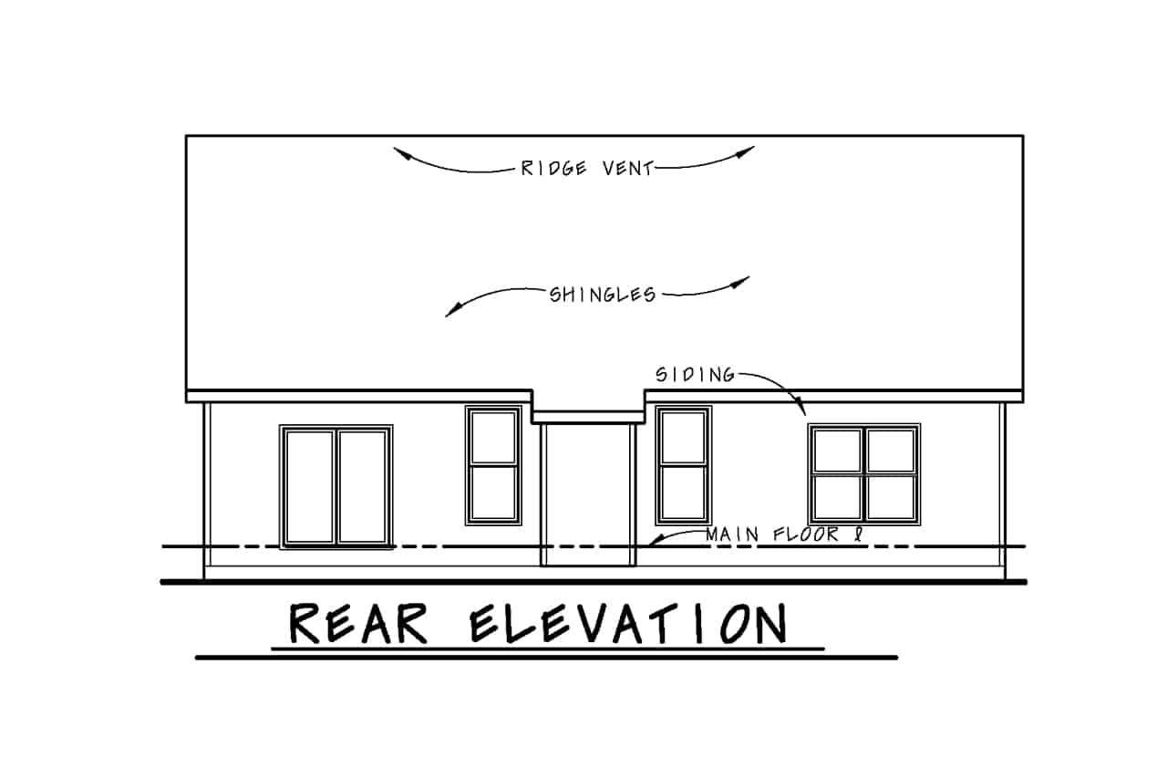 Home Plan Rear Elevation of this 3-Bedroom,1642 Sq Ft Plan -120-2698