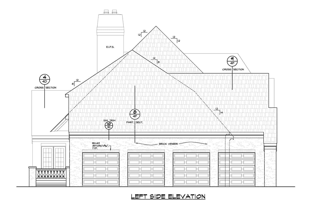 Home Plan Left Elevation of this 6-Bedroom,5963 Sq Ft Plan -120-2700