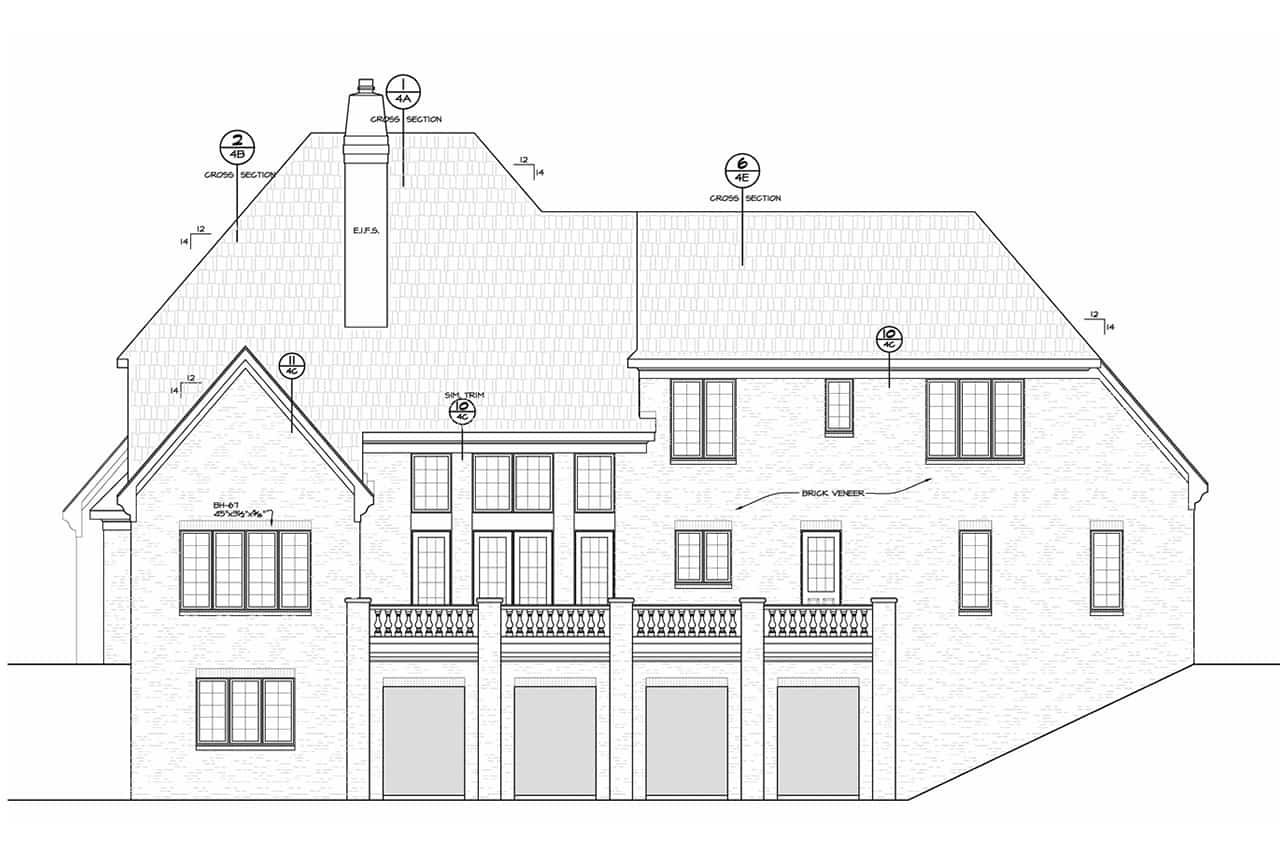 Home Plan Rear Elevation of this 6-Bedroom,5963 Sq Ft Plan -120-2700