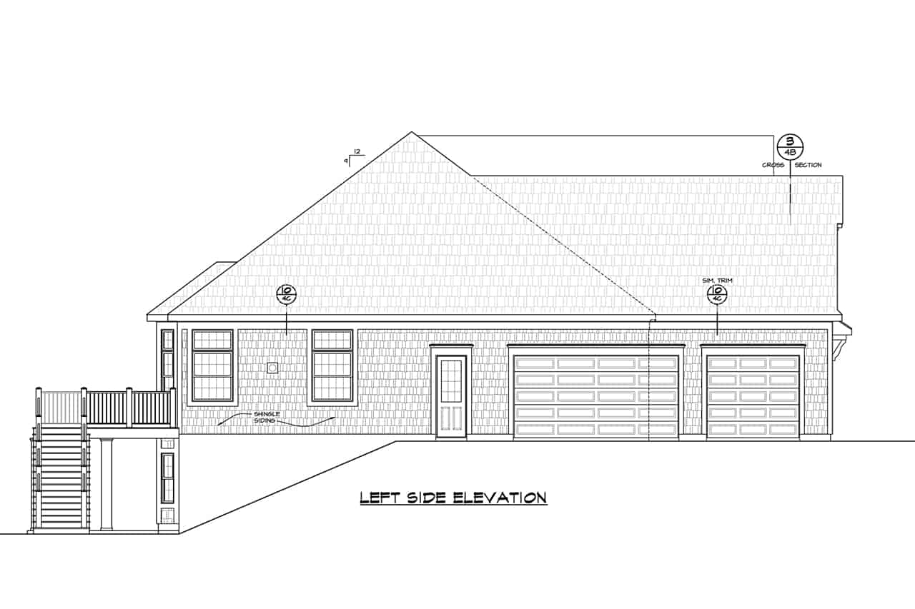 Home Plan Left Elevation of this 5-Bedroom,4988 Sq Ft Plan -120-2701