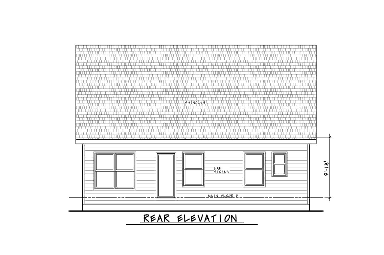 Home Plan Rear Elevation of this 3-Bedroom,1617 Sq Ft Plan -120-2702