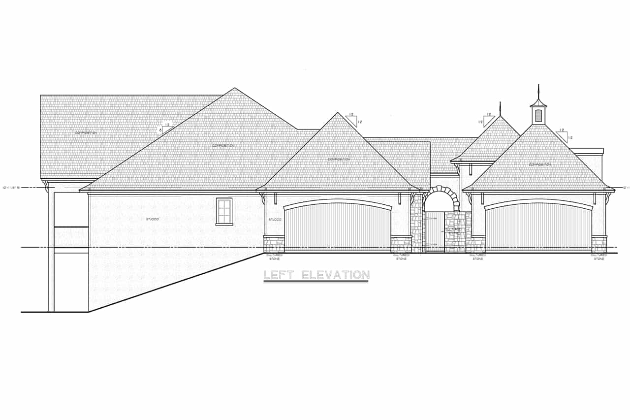 Home Plan Left Elevation of this 4-Bedroom,4681 Sq Ft Plan -120-2703