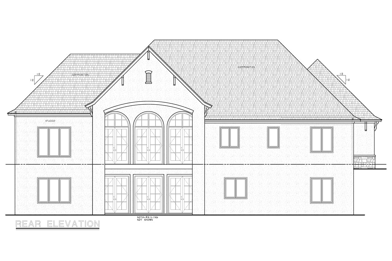 Home Plan Rear Elevation of this 4-Bedroom,4681 Sq Ft Plan -120-2703