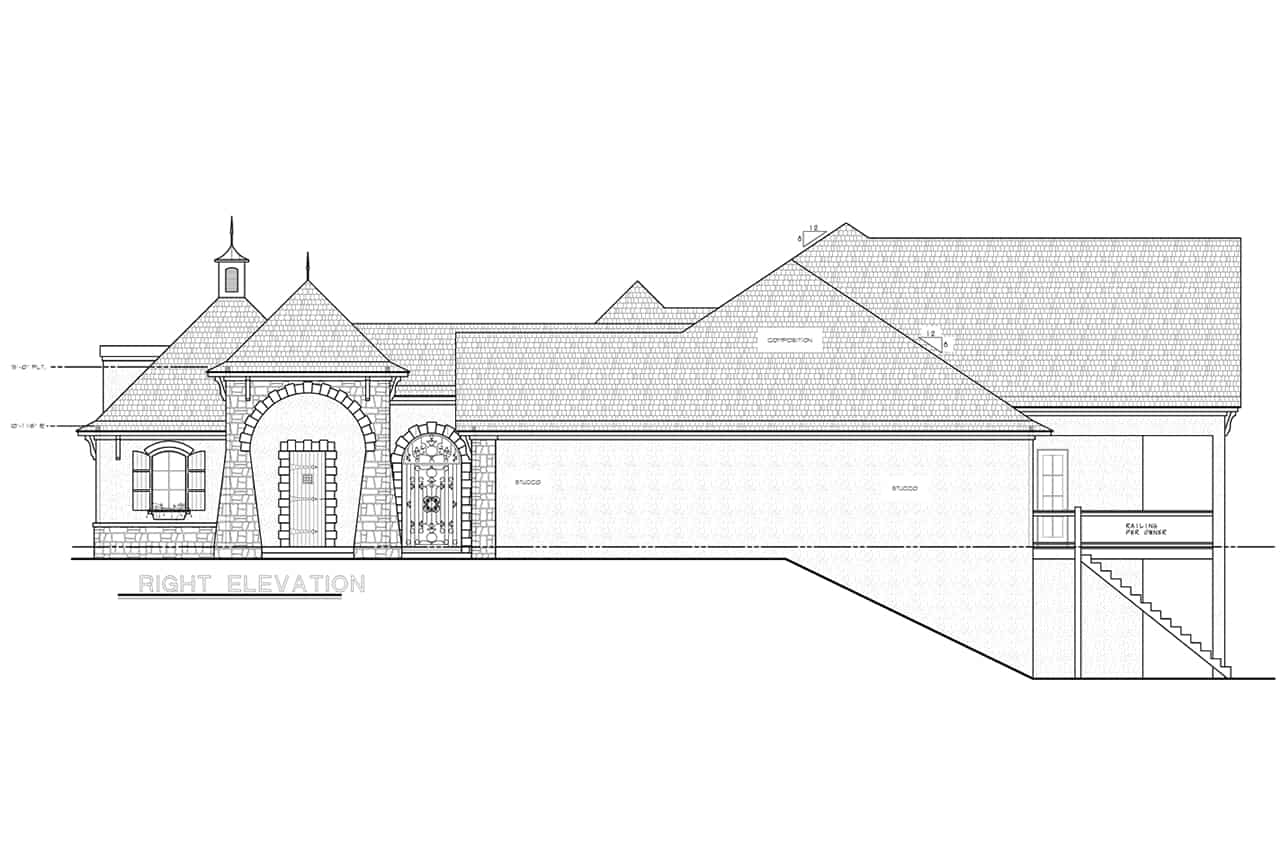 Home Plan Right Elevation of this 4-Bedroom,4681 Sq Ft Plan -120-2703