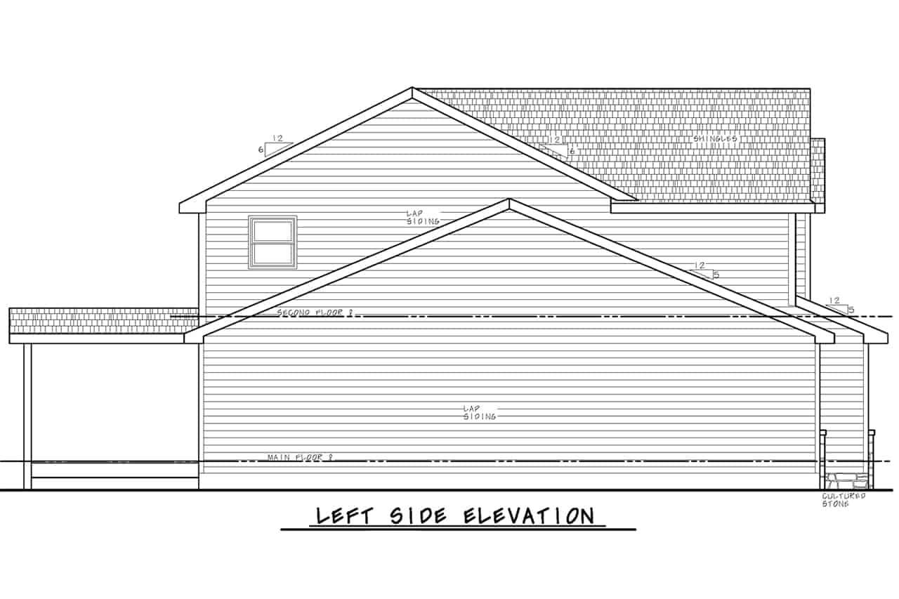 Home Plan Left Elevation of this 4-Bedroom,2373 Sq Ft Plan -120-2704