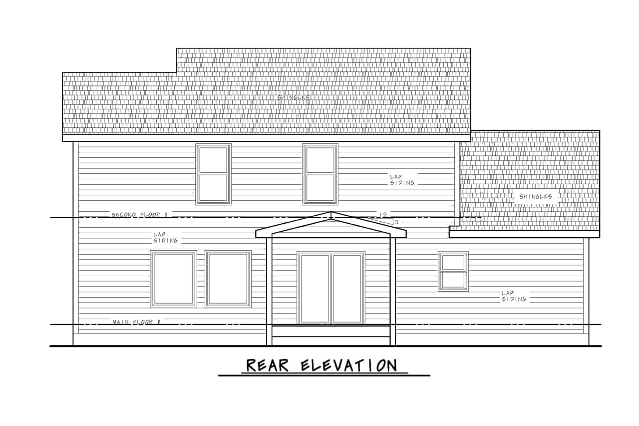 Home Plan Rear Elevation of this 4-Bedroom,2373 Sq Ft Plan -120-2704