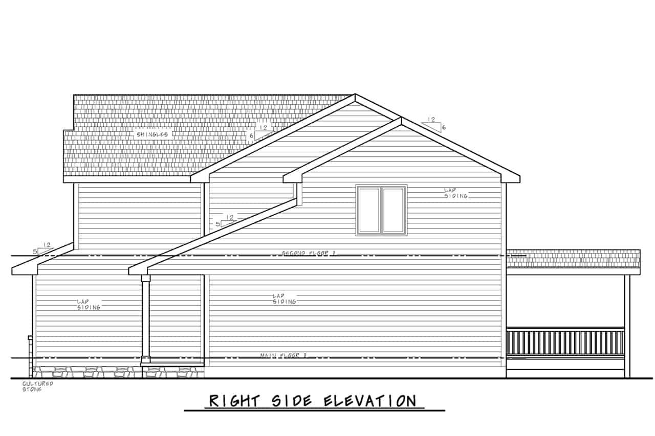 Home Plan Right Elevation of this 4-Bedroom,2373 Sq Ft Plan -120-2704