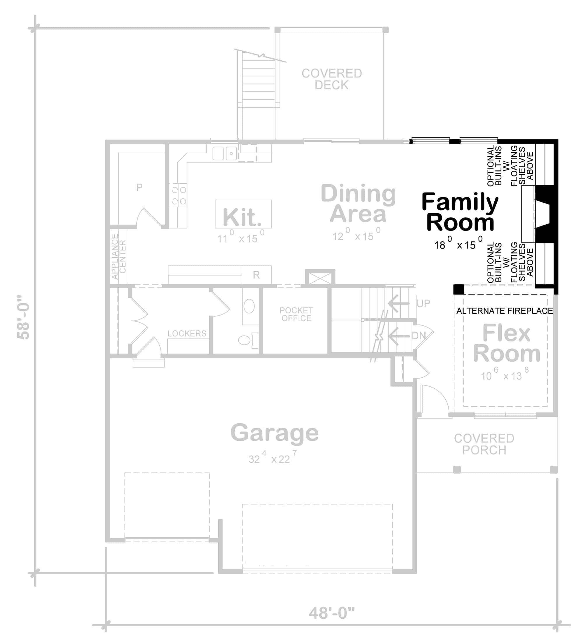 Main Level of Farmhouse Plan #120-2704