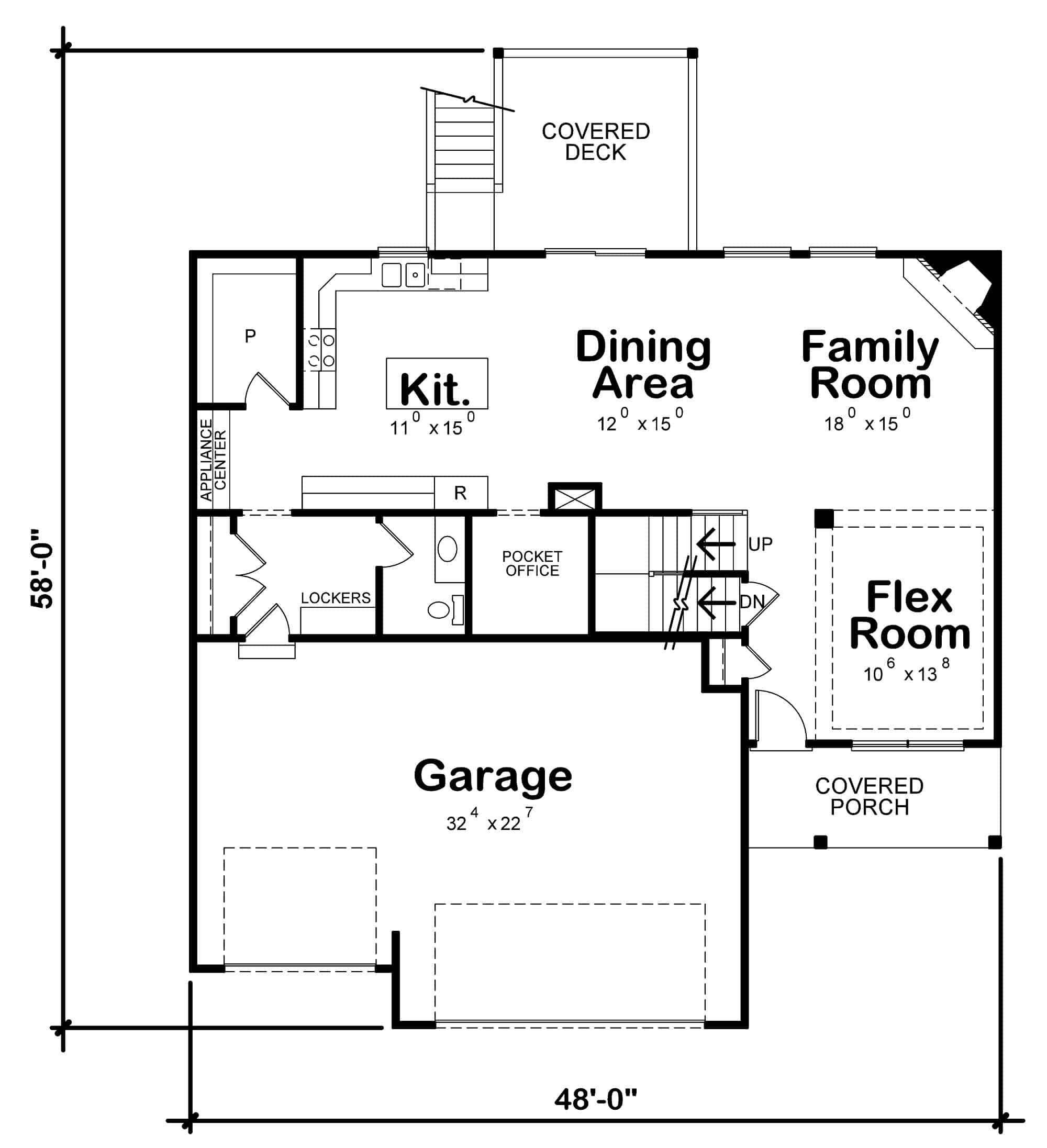 Main Level of Farmhouse Plan #120-2704