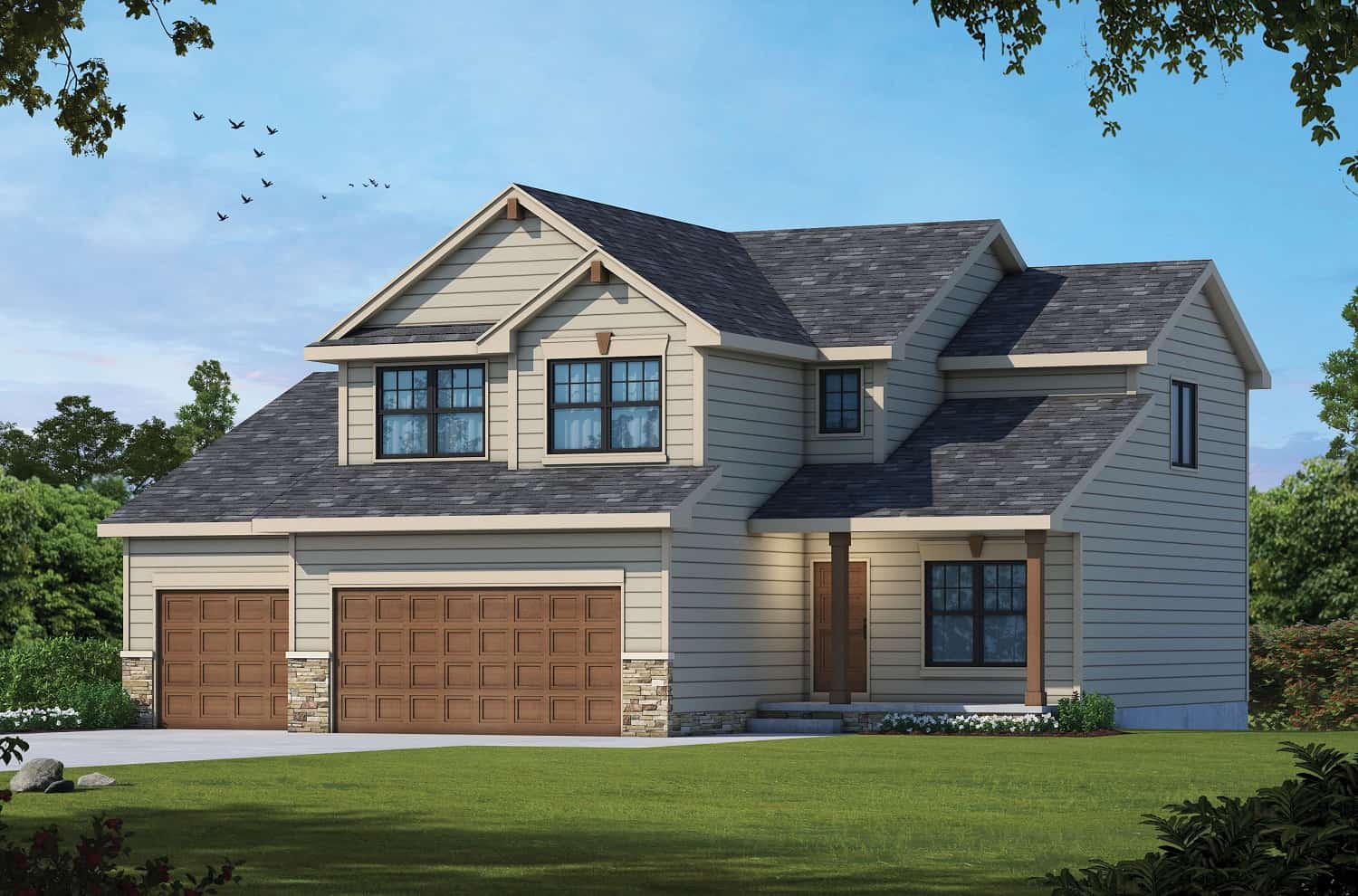 Front elevation of Farmhouse home (ThePlanCollection: House Plan #120-2704)