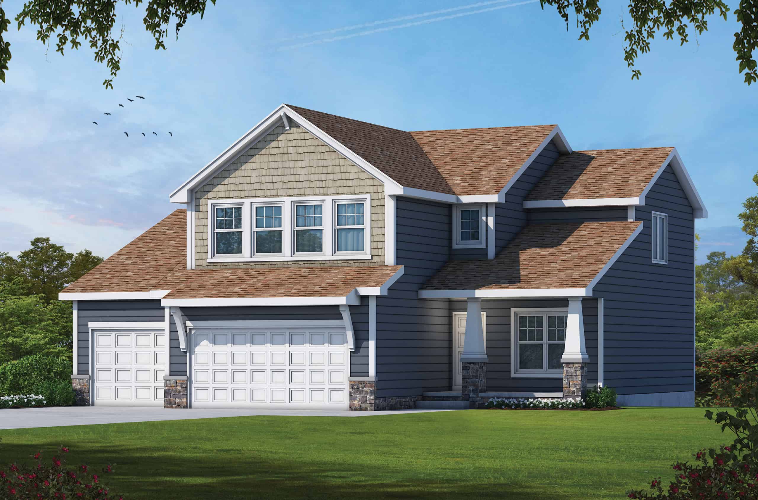 Front elevation of Farmhouse home (ThePlanCollection: House Plan #120-2705)