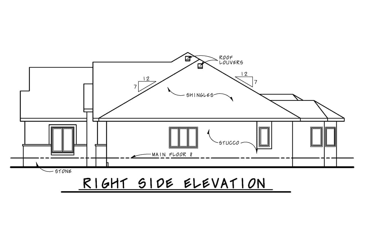 Home Plan Right Elevation of this 2-Bedroom,2632 Sq Ft Plan -120-2707