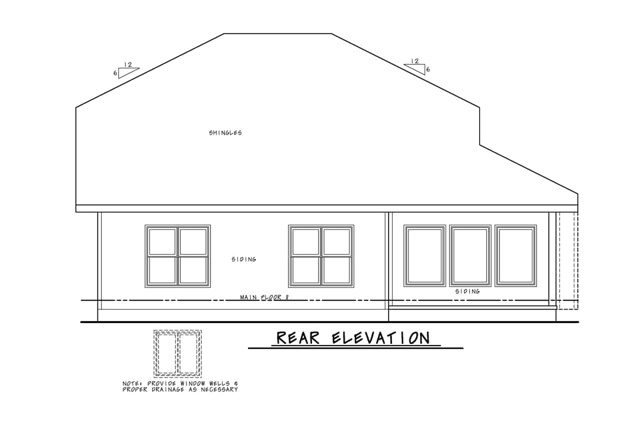 Home Plan Rear Elevation of this 4-Bedroom,2154 Sq Ft Plan -120-2708