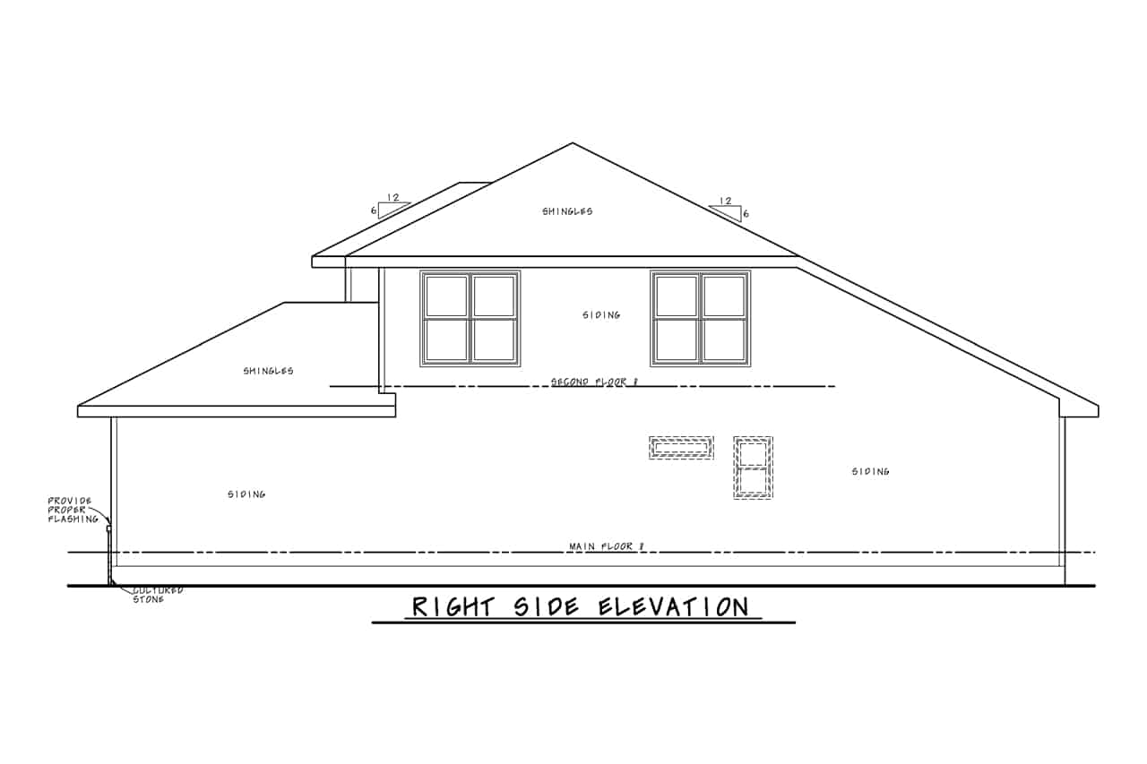 Home Plan Right Elevation of this 4-Bedroom,2154 Sq Ft Plan -120-2708