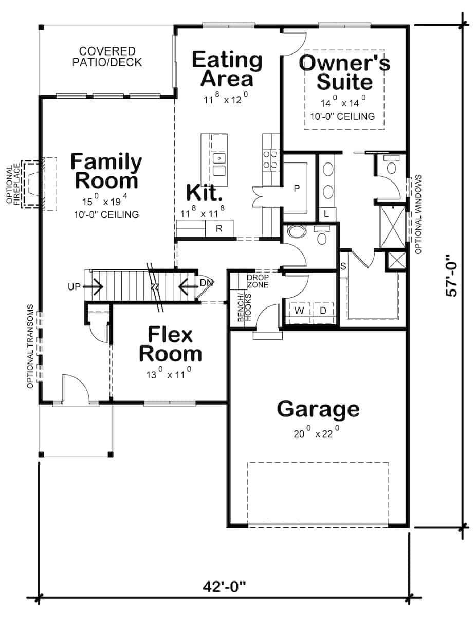Main Level of Traditional Plan #120-2708