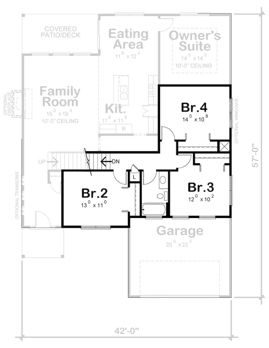 Upper Level of Traditional Plan #120-2708