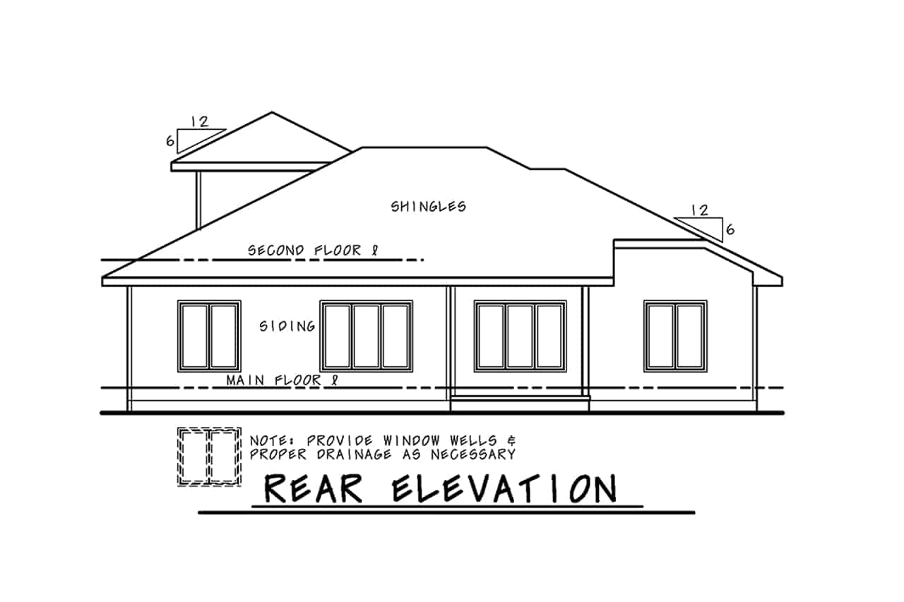 Home Plan Rear Elevation of this 2-Bedroom,2251 Sq Ft Plan -120-2709
