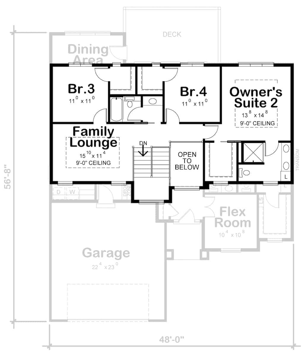 Upper Level of Contemporary Plan #120-2710