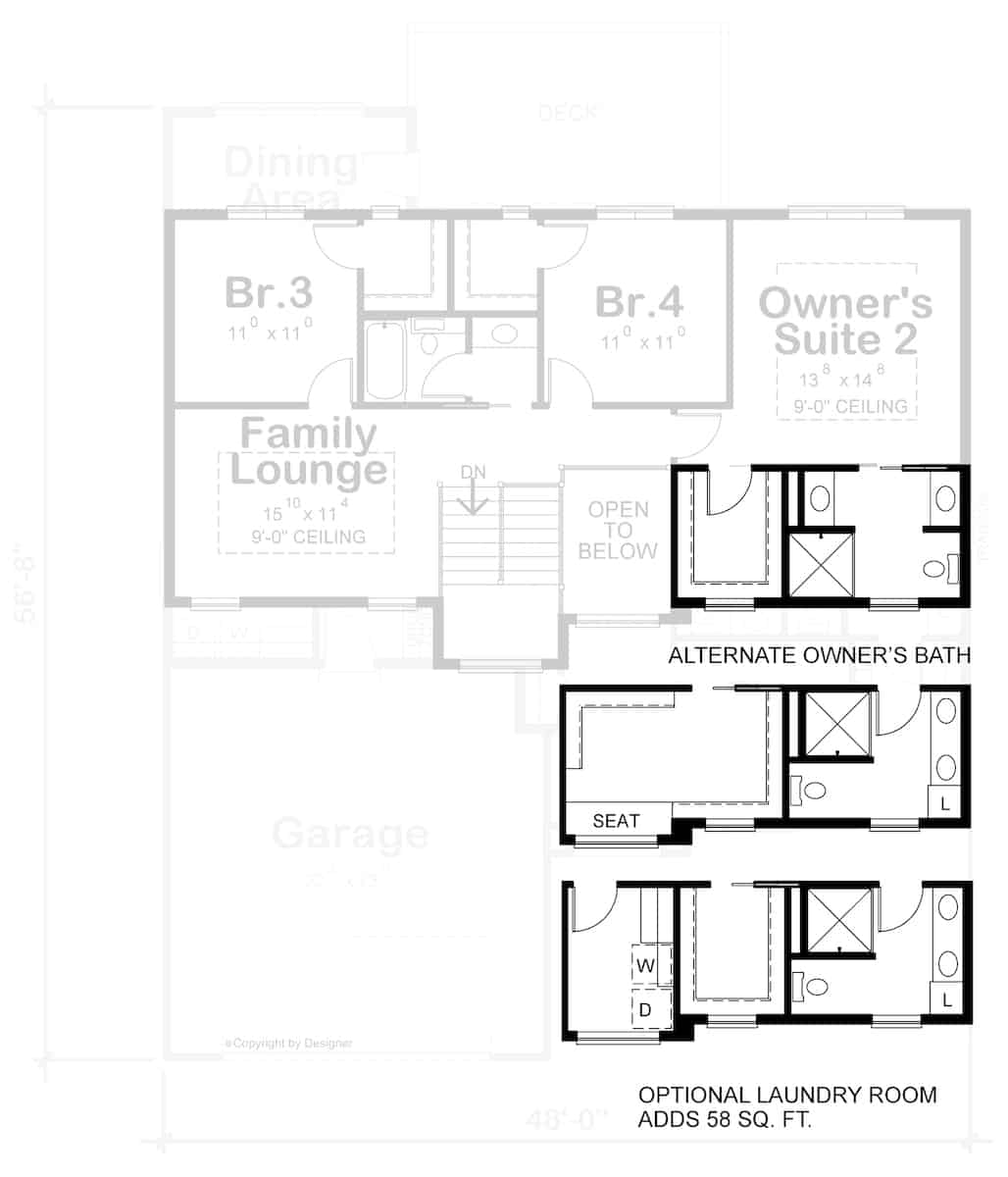 Upper Level of Contemporary Plan #120-2710