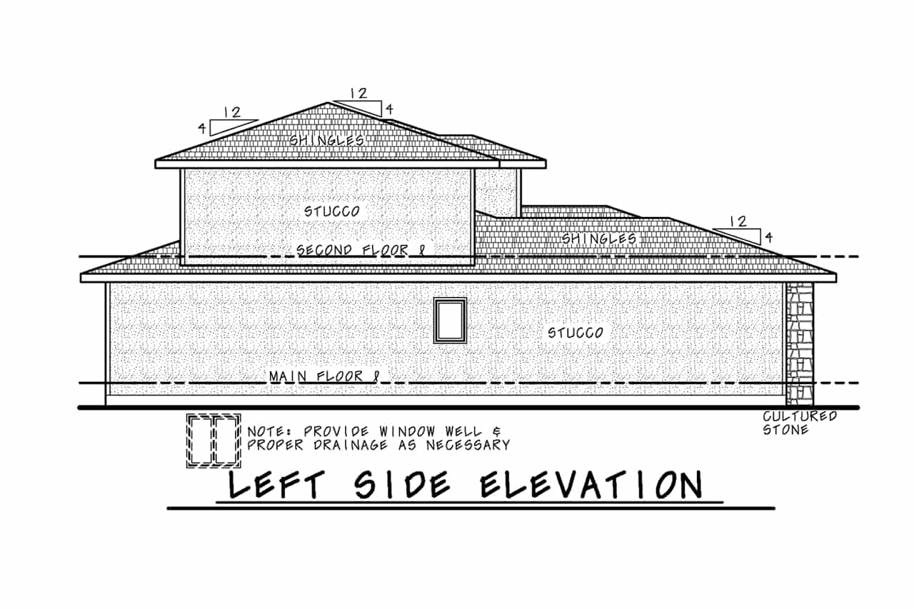 Home Plan Left Elevation of this 4-Bedroom,2626 Sq Ft Plan -120-2710