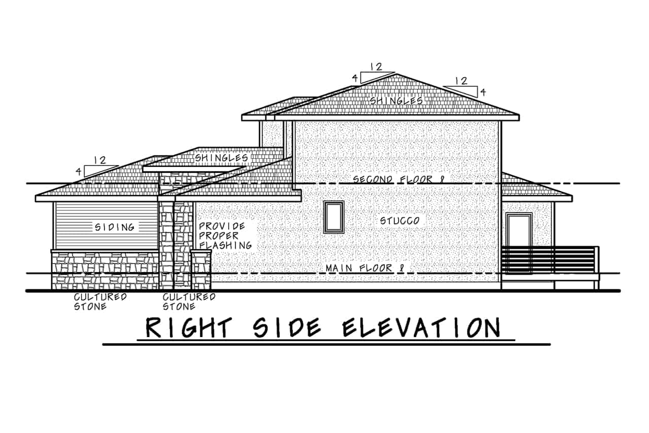Home Plan Right Elevation of this 4-Bedroom,2626 Sq Ft Plan -120-2710