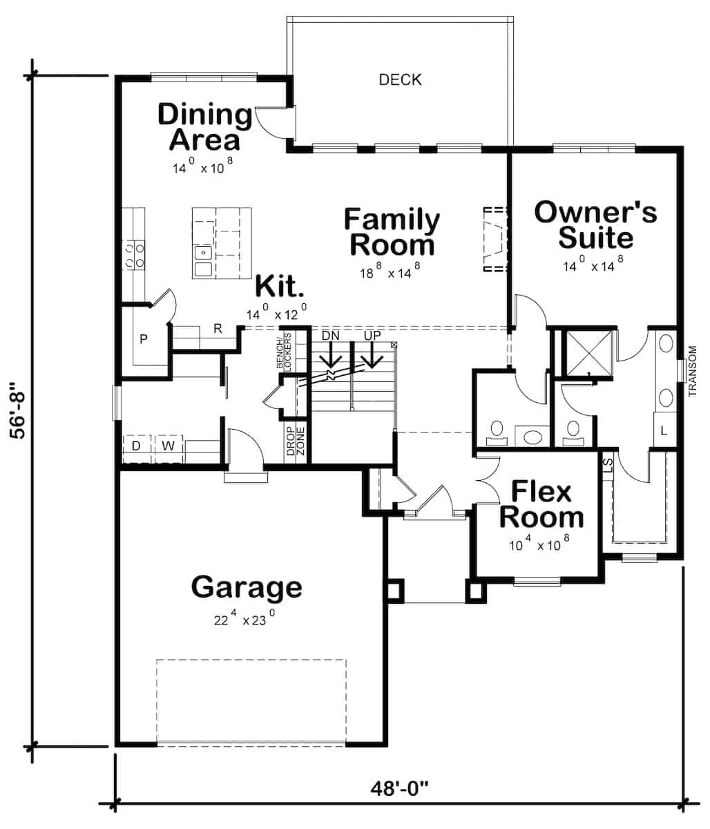 Main Level of Contemporary Plan #120-2710