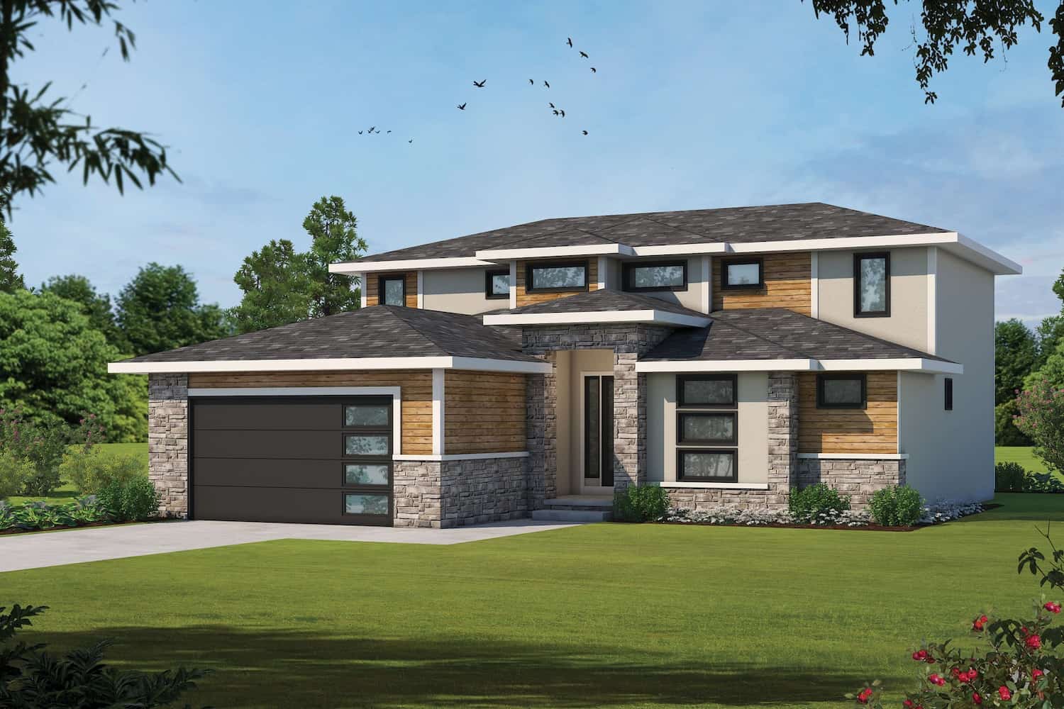 Front elevation of Contemporary home (ThePlanCollection: House Plan #120-2710)