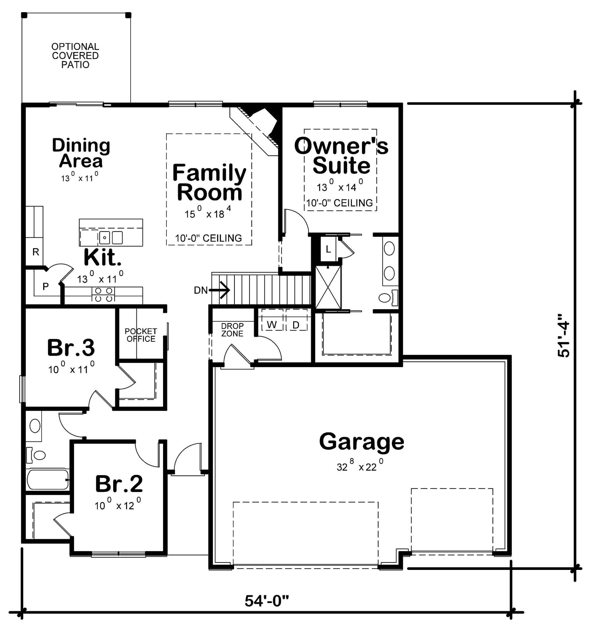 Main Level of Ranch Plan #120-2713