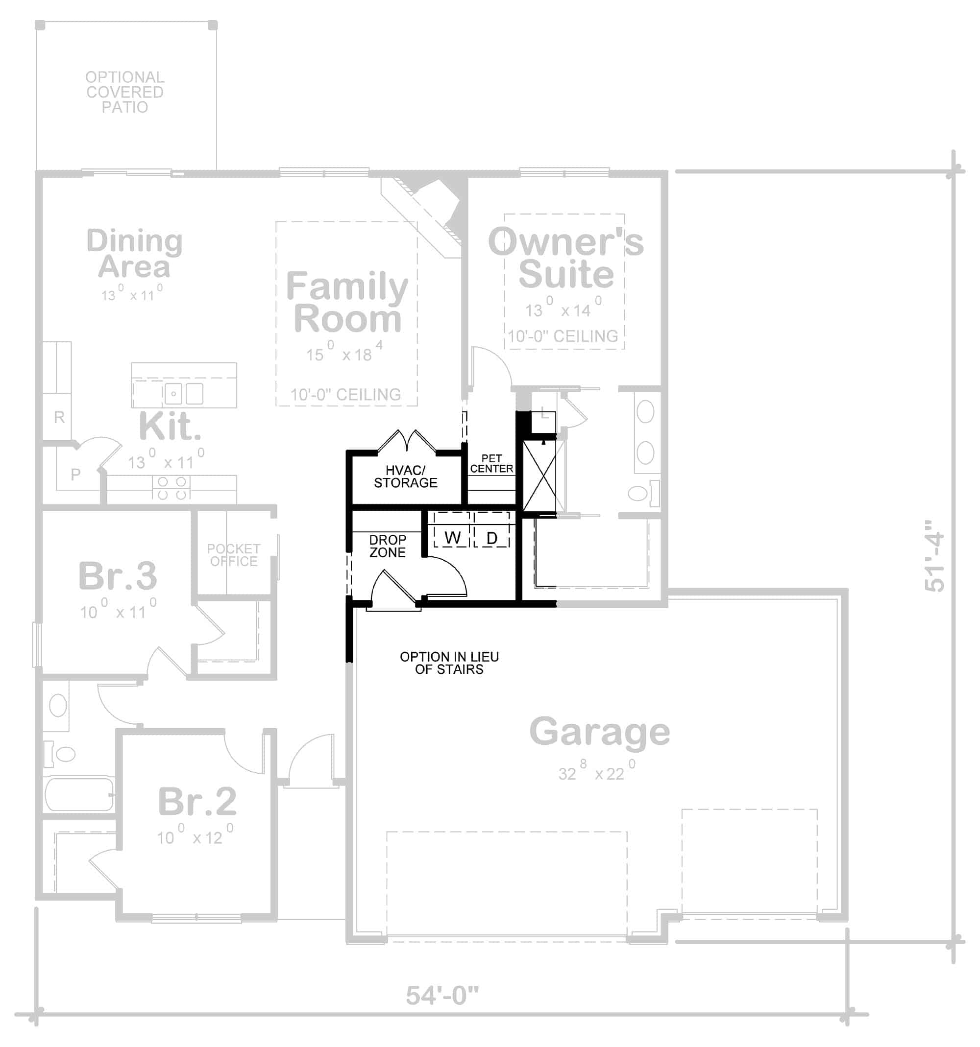 Main Level of Ranch Plan #120-2713