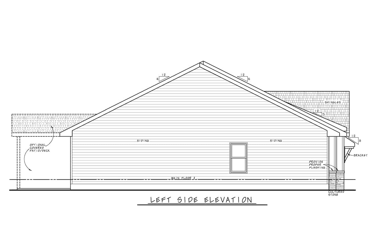 Home Plan Left Elevation of this 3-Bedroom,1603 Sq Ft Plan -120-2713