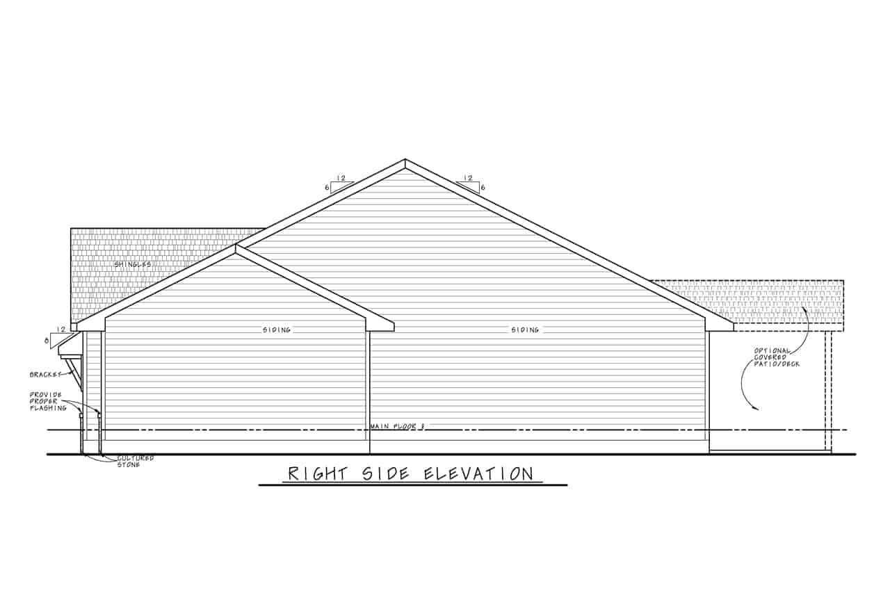 Home Plan Right Elevation of this 3-Bedroom,1603 Sq Ft Plan -120-2713