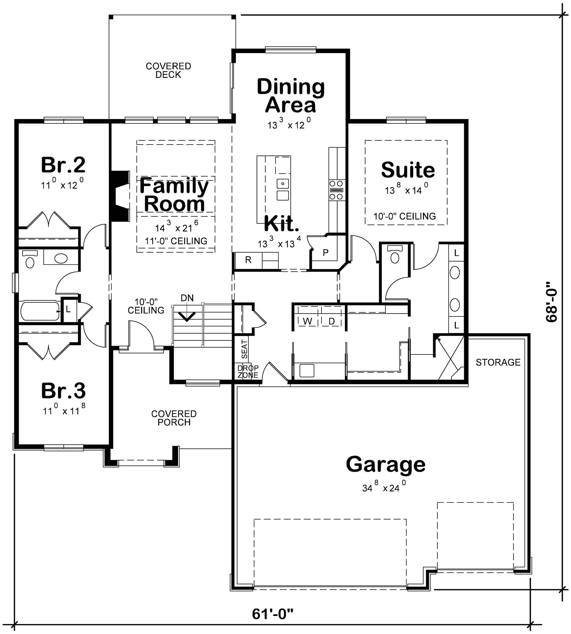 Main Level of Contemporary Plan #120-2714