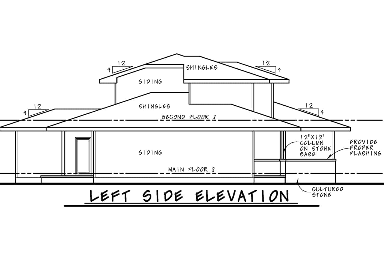 Home Plan Left Elevation of this 3-Bedroom,1806 Sq Ft Plan -120-2715
