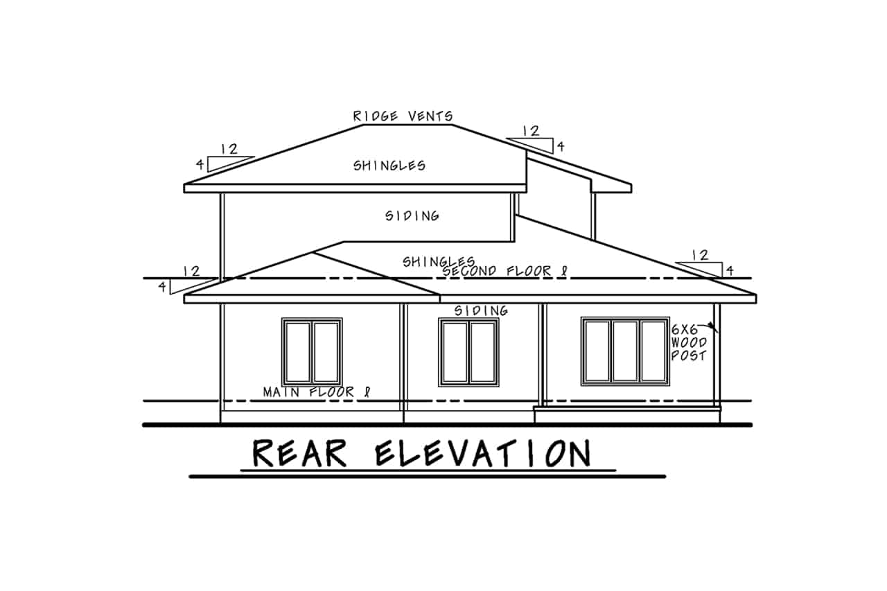 Home Plan Rear Elevation of this 3-Bedroom,1806 Sq Ft Plan -120-2715