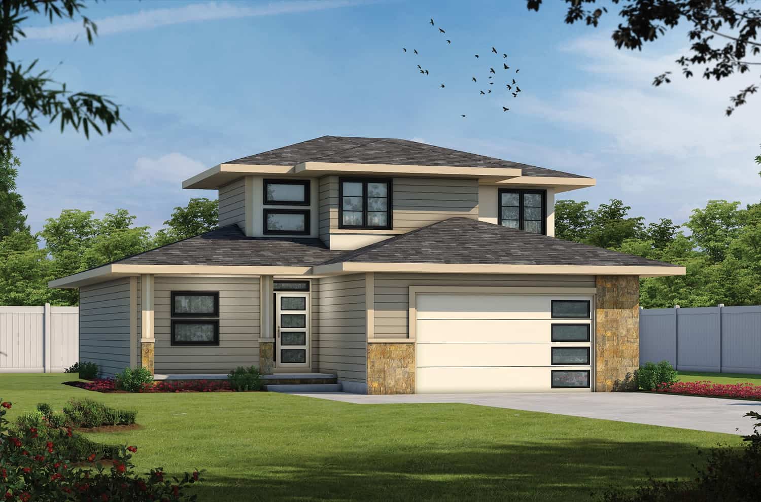 Front elevation of Contemporary home (ThePlanCollection: House Plan #120-2715)