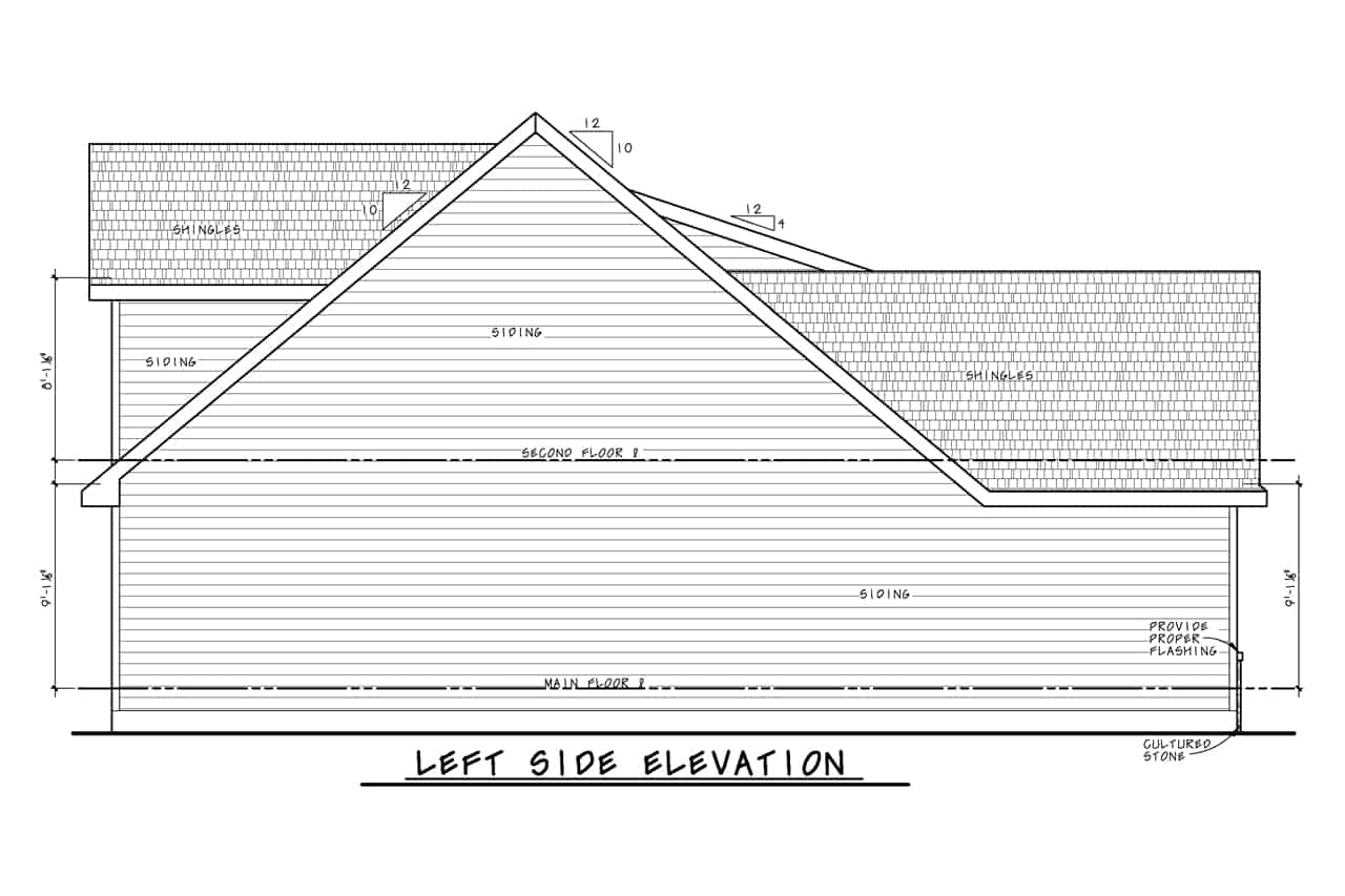 Home Plan Left Elevation of this 3-Bedroom,1840 Sq Ft Plan -120-2716