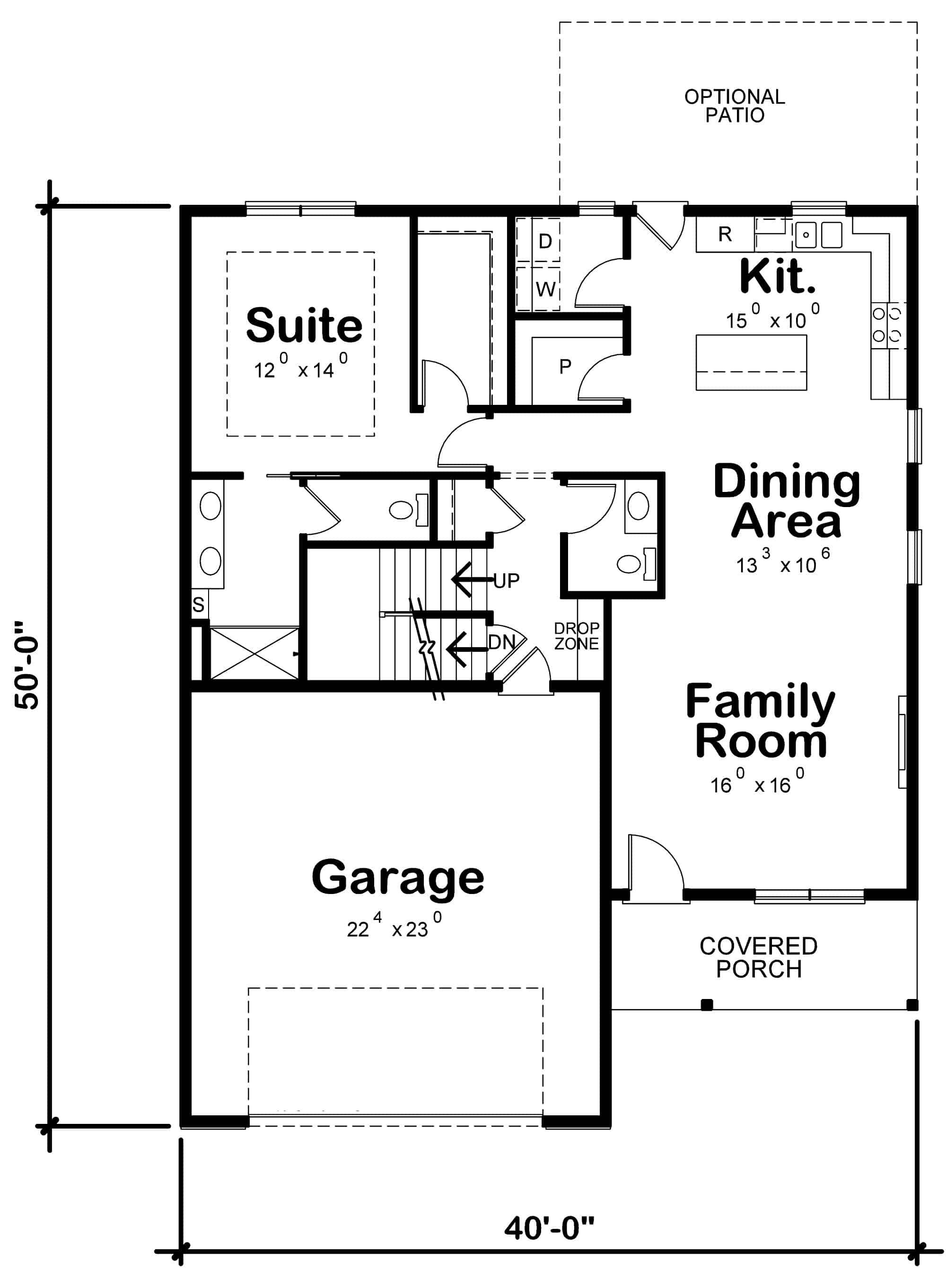 Main Level of Farmhouse Plan #120-2716