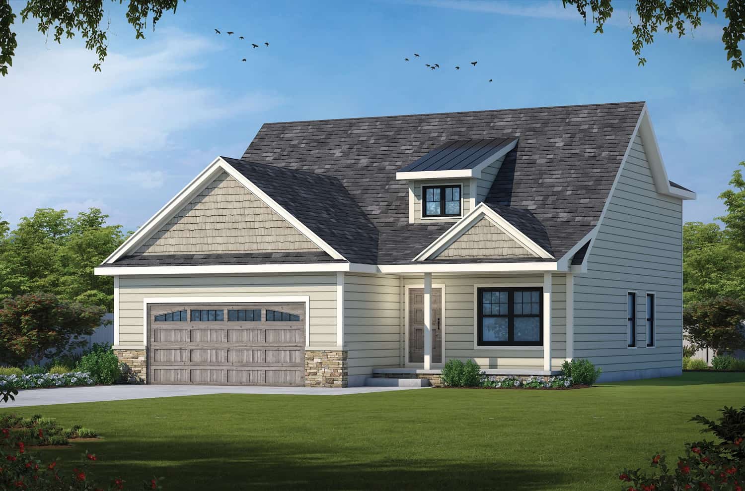 Front elevation of Farmhouse home (ThePlanCollection: House Plan #120-2716)